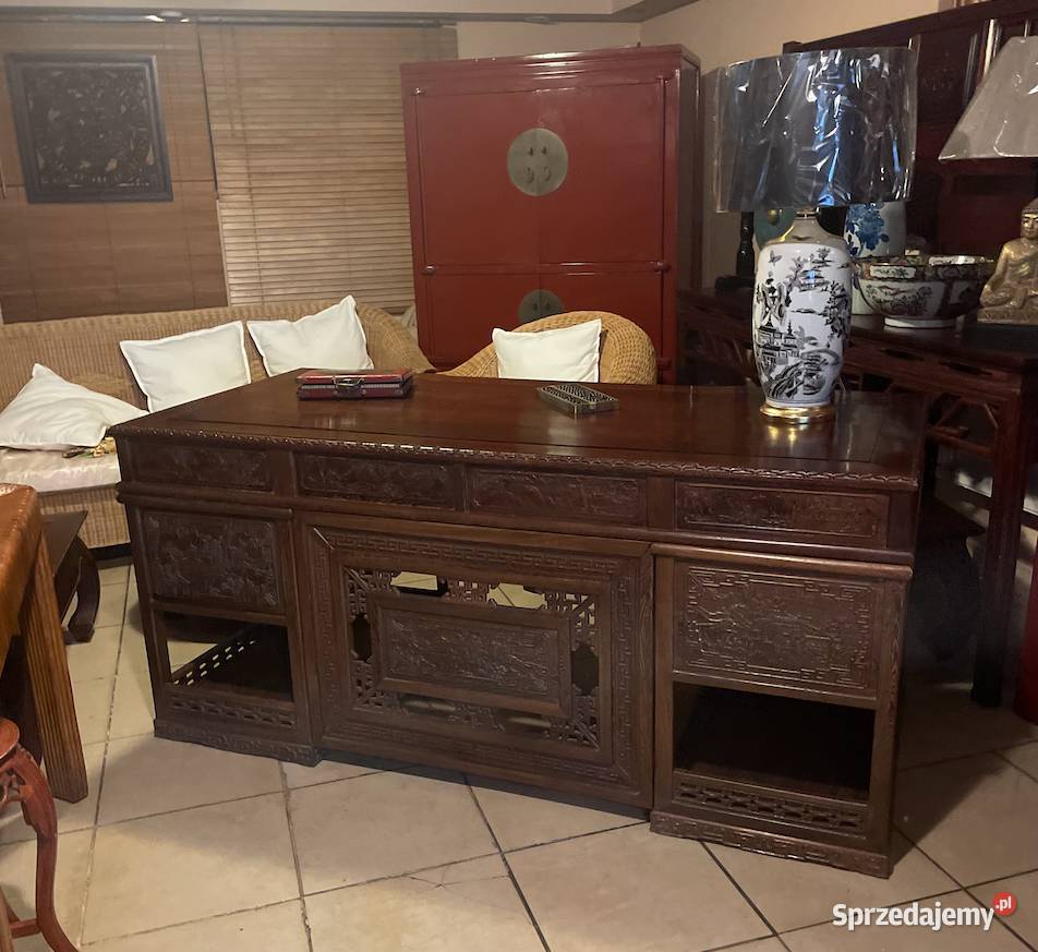 Duże biurko orientalne z litego drewna masywne Raszyn