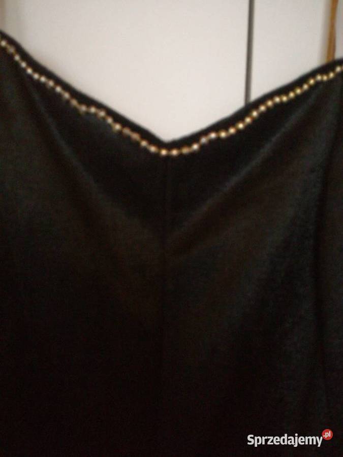 Sukienka imprezowo koktajlowa czarno złota Rozkloszowana