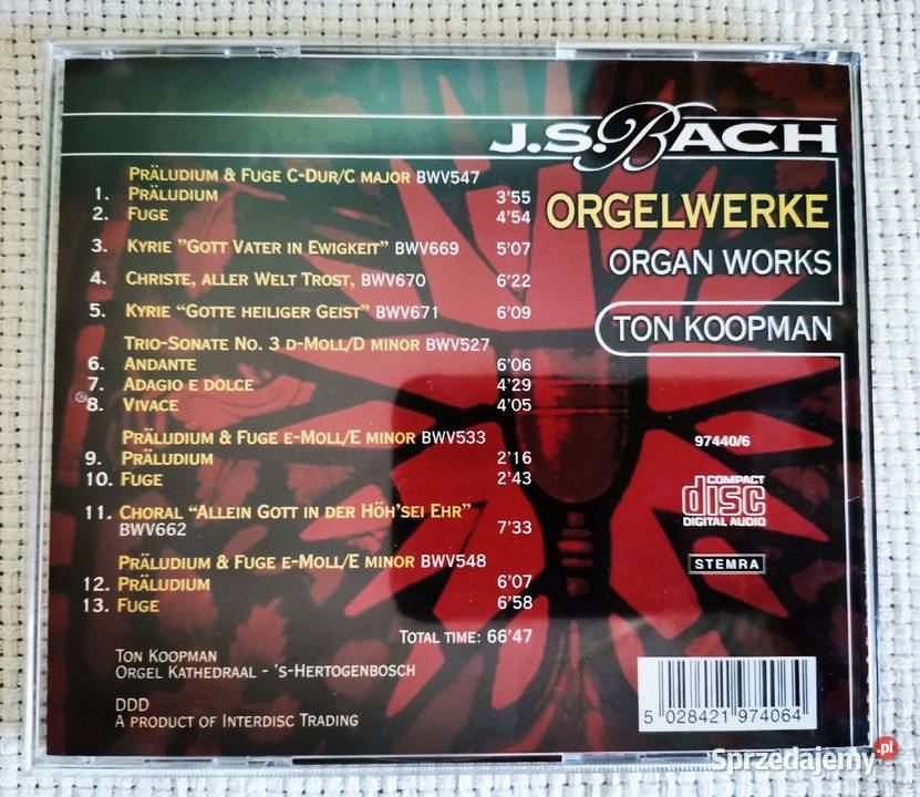 J S BACH muzyka organowa 6 CD Płyty i kasety Ząbki
