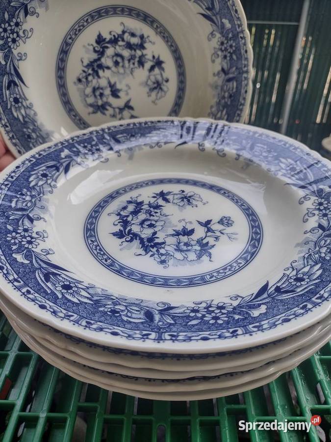 Talerze 6 Hutschienreuther Germany odcienie błękitu