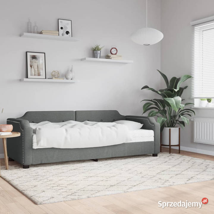 Sofa z materacem do spania ciemnoszara tkanina 223cm Warszawa