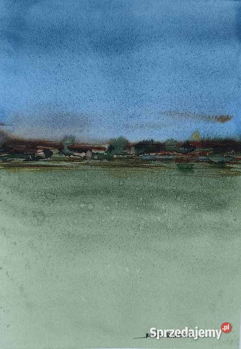Akwarela Oryginał Pejzaż Abstrakcyjny Nowoczesny Opole