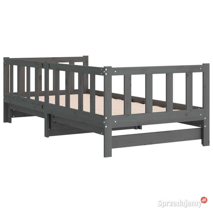 Łóżko rozsuwane szare 2x90x190 lite drewno 193cm