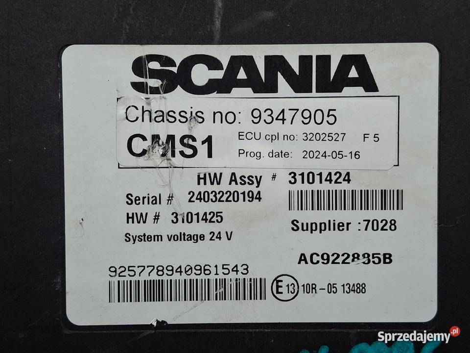 SCANIA STEROWNIK CMS1 KOMPUTER MODUŁ KASETA Bieleń