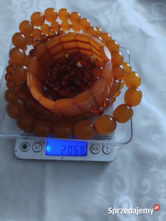 Naszyjnik bransoletka bursztyn vintage prl podlaskie Białystok sprzedam