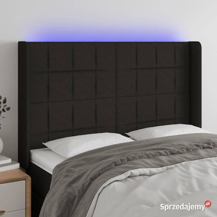 Zagłówek do łóżka z LED czarny 147x16x118128 mazowieckie Warszawa