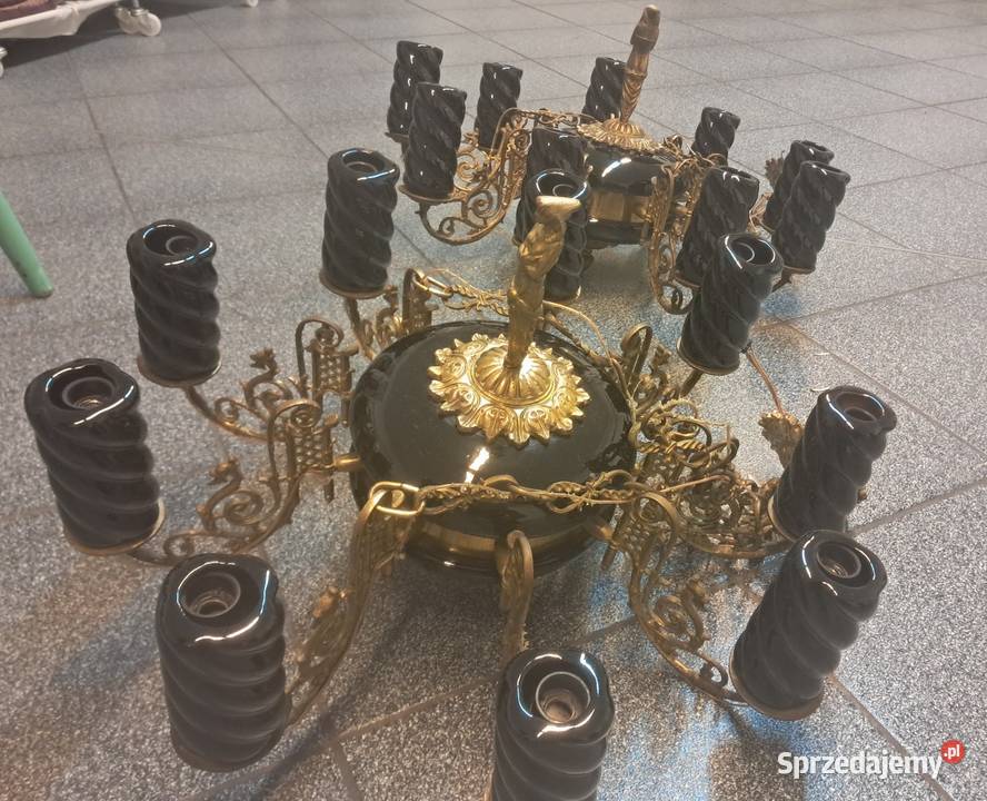 Żyrandol mosięzny z czasów PRL Dąbrowa Górnicza