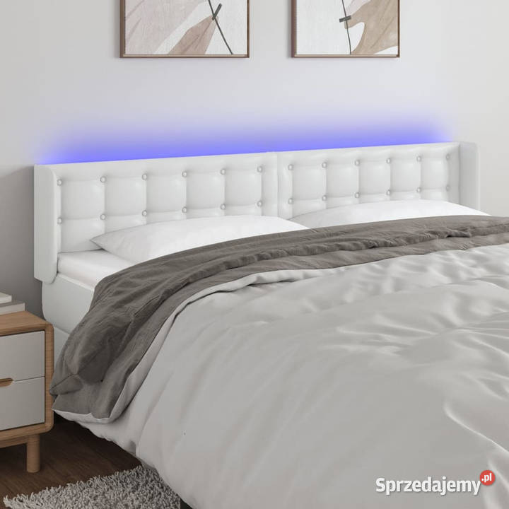 Zagłówek do łóżka z LED biały 163x16x7888 Warszawa