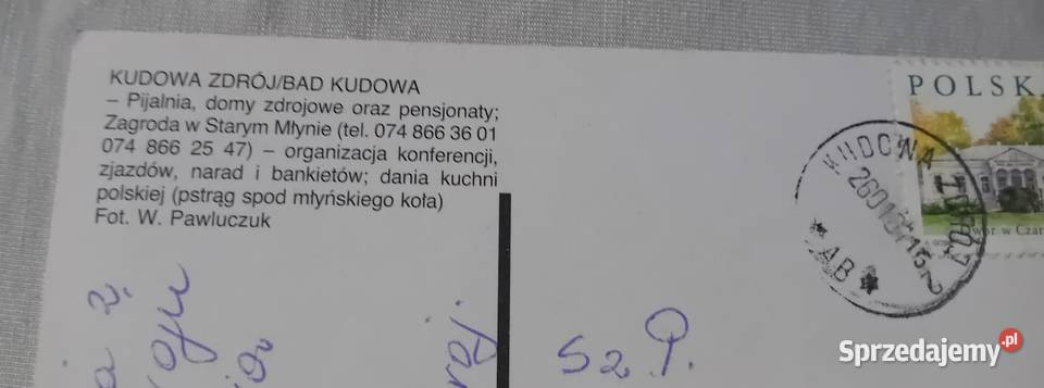 Pocztówka Pozdrowienia z Kudowy Zdroju 2001 r wielkopolskie Koźminek