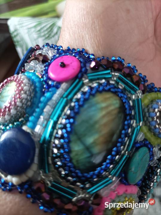 Duuza bransoleta larimaru kamienie beading Częstochowa