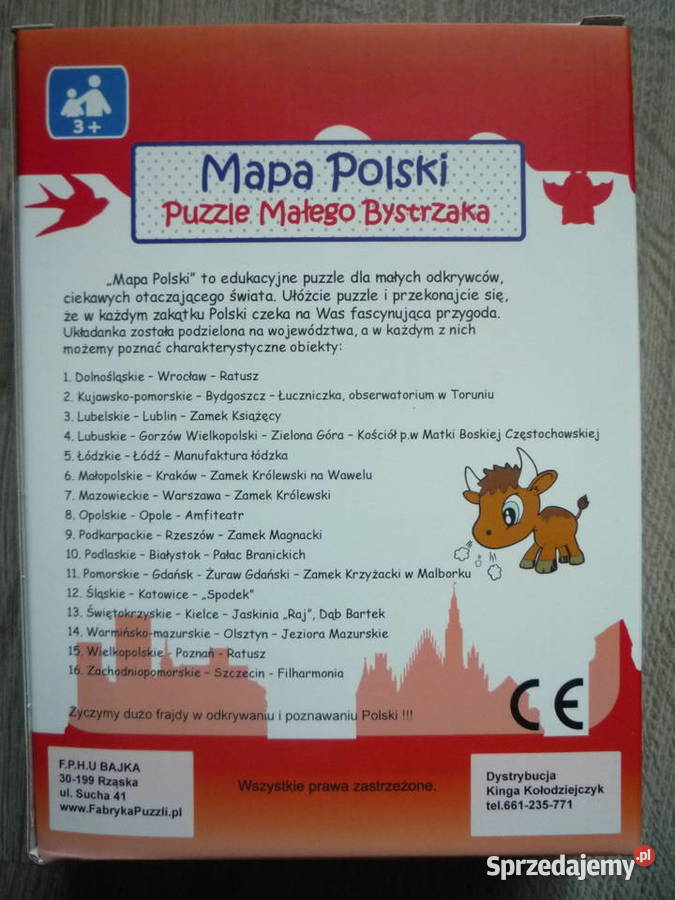 Zestaw Gra edukacyjna Puzzle Mapa Polski Karty Papier Szczecin