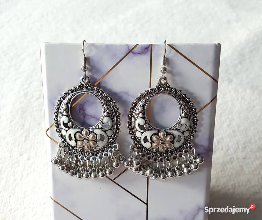Orientalne kolczyki boho koła srebrny kolor zachodniopomorskie Szczecin