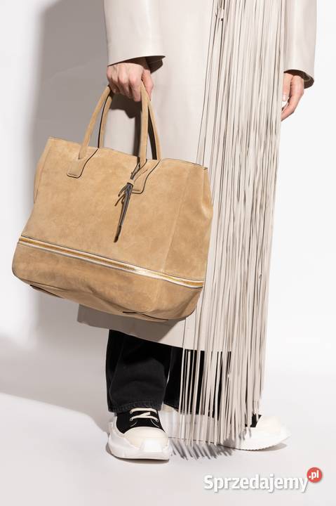 Beżowa skórzana torba shopper Dla kobiet Świdnica