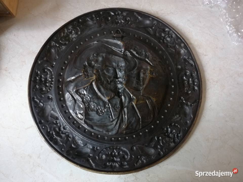 Talerz z mosiądzu portret Rubens z żoną Izabelą Warszawa