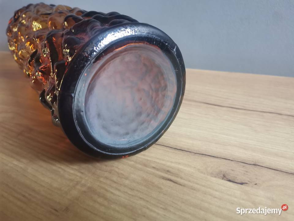 Stary duży wazon Pieniek szkło miodowe PRL huta Porcelana i szkło sprzedam
