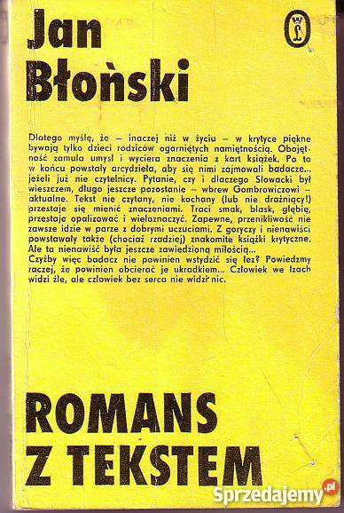 8365 ROMANS Z TEKSTEM JAN BŁOŃSKI Czyrna sprzedam