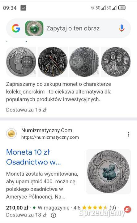 Monety kolekcjonerskie Warszawa sprzedam
