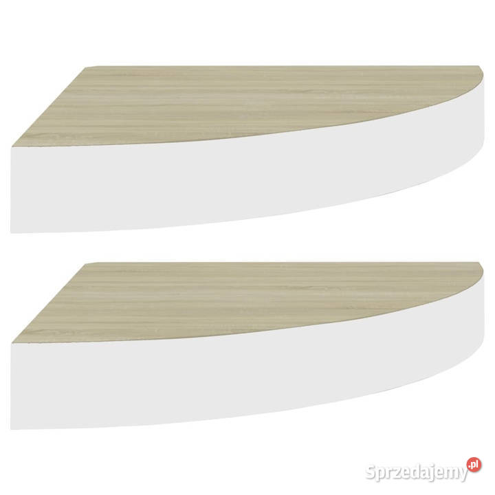 Narożne półki ścienne 2 dąb i biel 35x35x38 MDF Warszawa