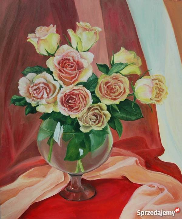 Obraz olejny Róże w kielichu