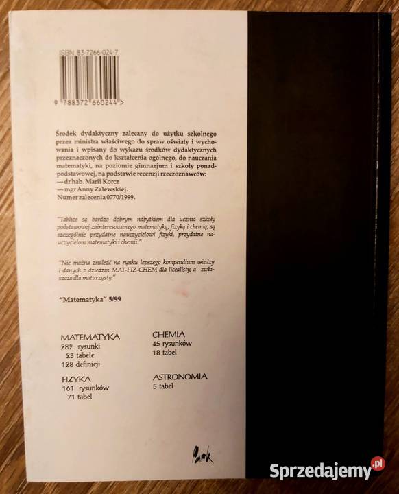 Tablice matematyczne fizyczne chemiczne Podręczniki Słupsk