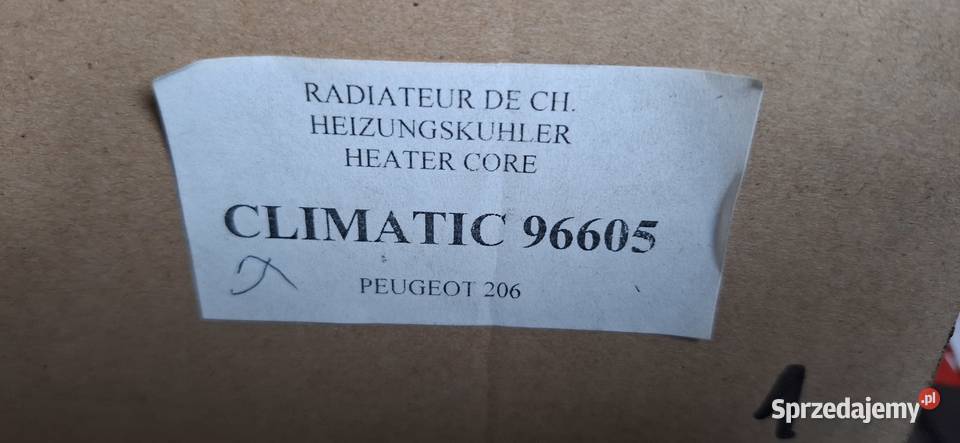 Nagrzewnica kabiny Peugeot 206 osobowe Gorzów Wielkopolski