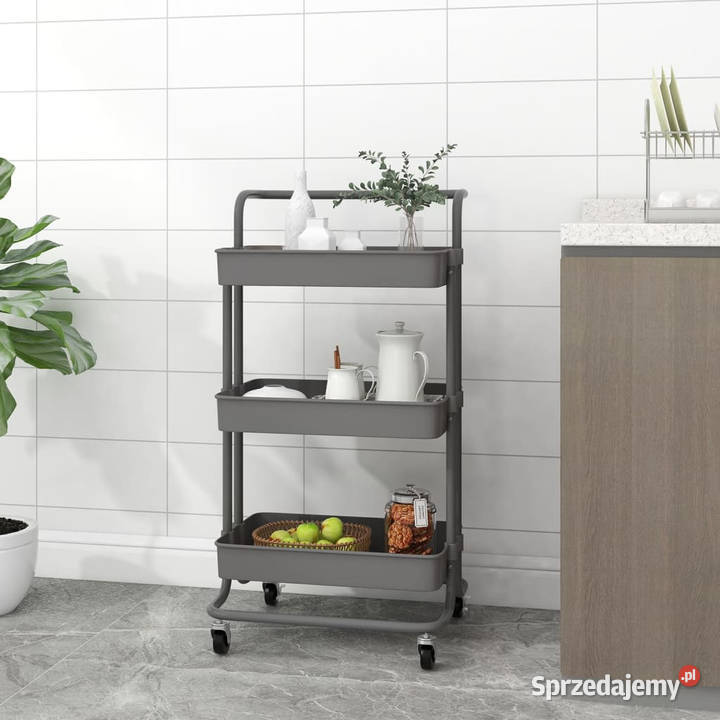 3poziomowy wózek kuchenny szary 42x35x85 żelazo mazowieckie Warszawa