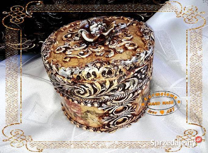 Pudełko na drobiazgi decoupage handmade Warszawa