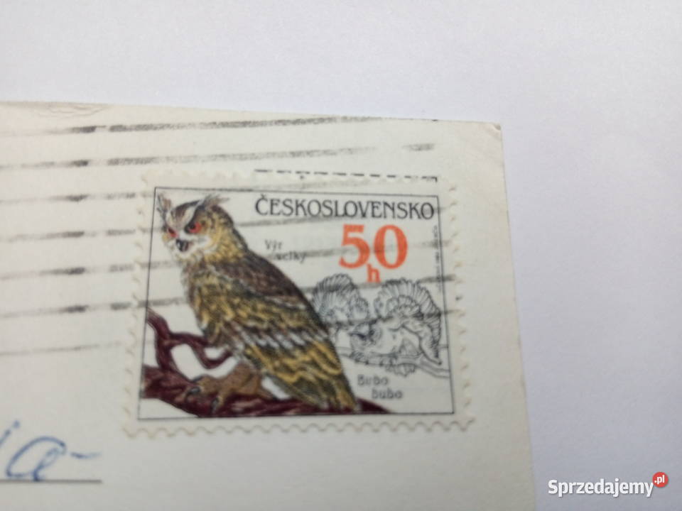 Pocztówka Czeski Krumlow z 1990r Znaczek