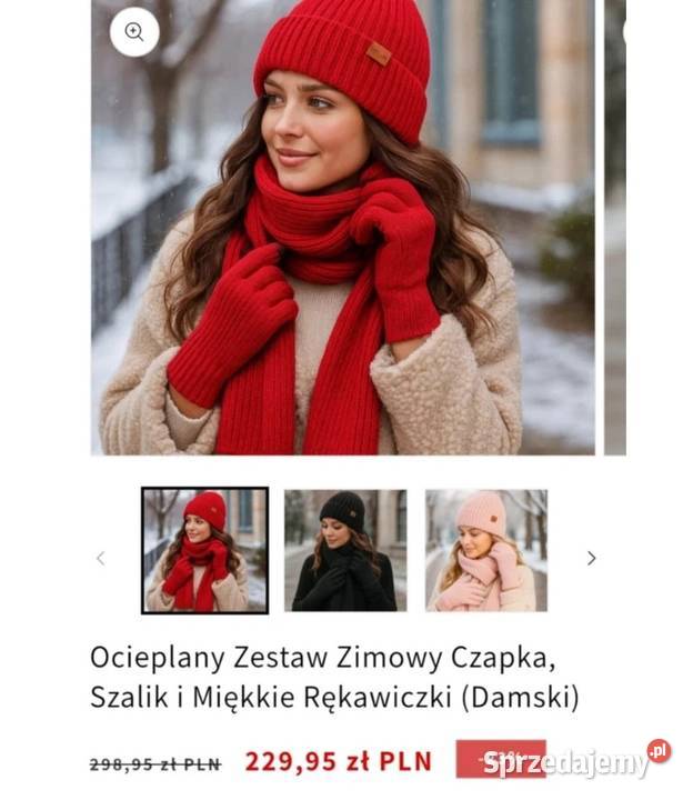 Komplet zimowy czerwony Moda i Styl mazowieckie Warszawa