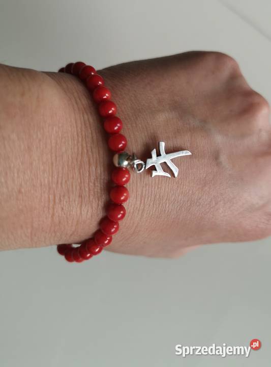 Bransoletka koral hieroglif byk srebro Toruń