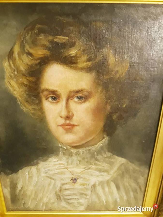 Antyczny Obraz Olejny Portret Kobiety koniec XIX Kraków