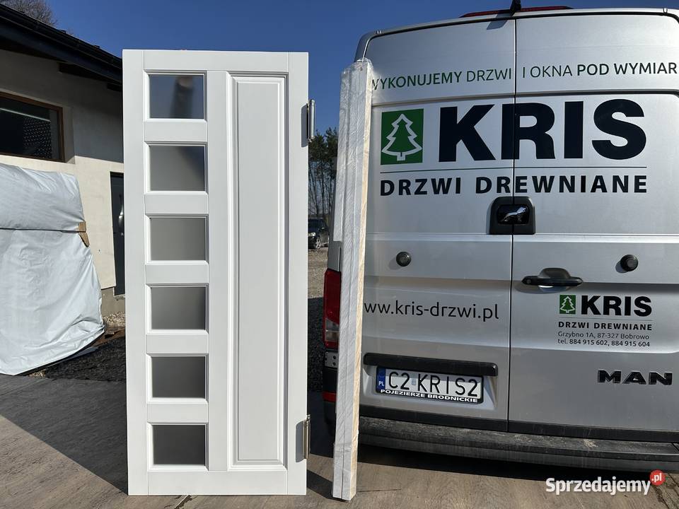 Drzwi drewniane WAHADŁOWE BIAŁE RĘKI CAŁA POLSKA 92cm pomorskie