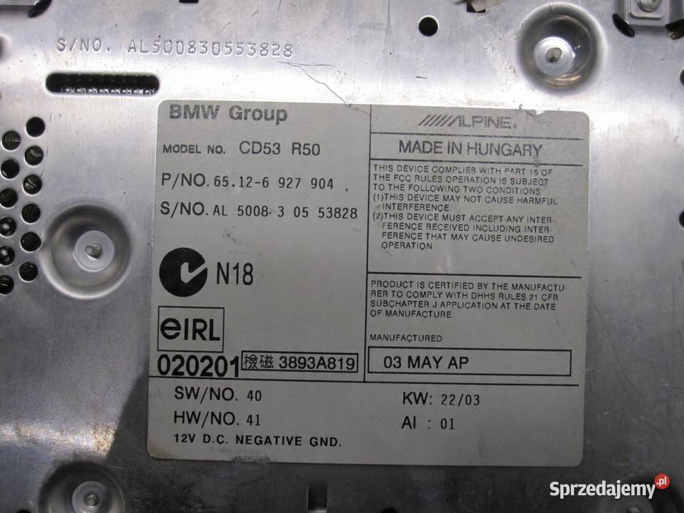 MINI COOPER I S 03r radio CD 6927904 CD53R50