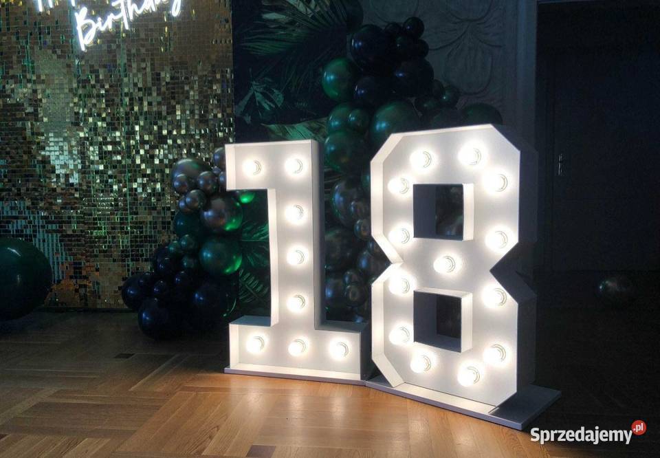 Napis LED LOVE Wynajem Cyfra 18 Wesela Rocznice Ostrów Wielkopolski
