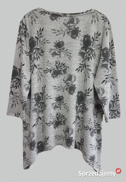 Damski lekki sweter szary w kwiaty z krótkim Chrzanów sprzedam