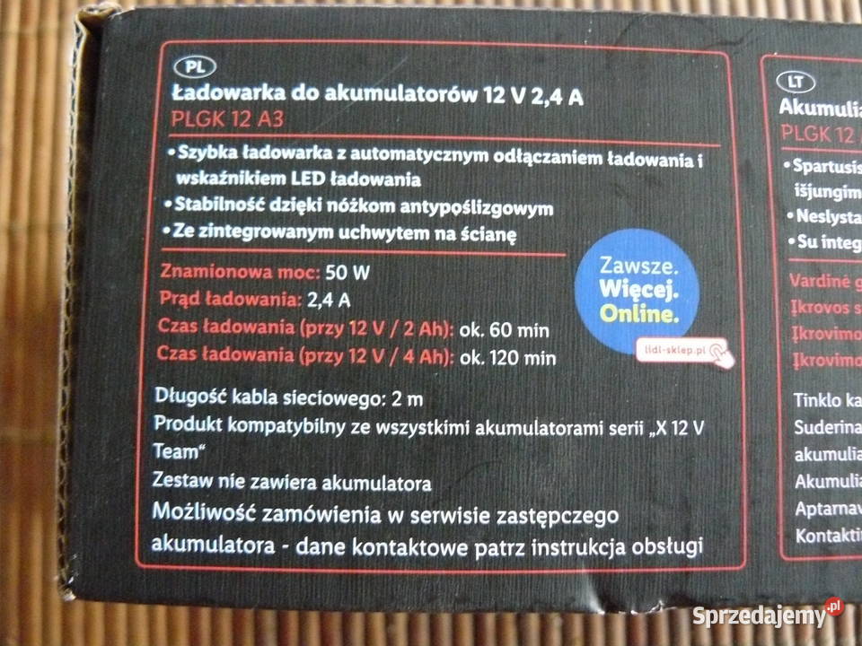 Szybka ładowarka acu do akumulatorów Parkside lubuskie