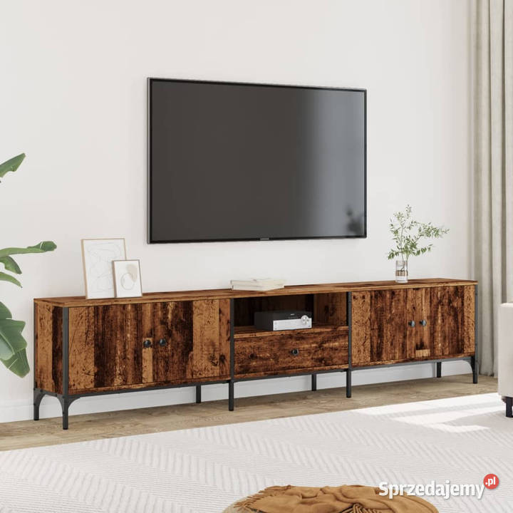 Szafka pod TV z szufladą stare drewno 200x25x44 mazowieckie Warszawa