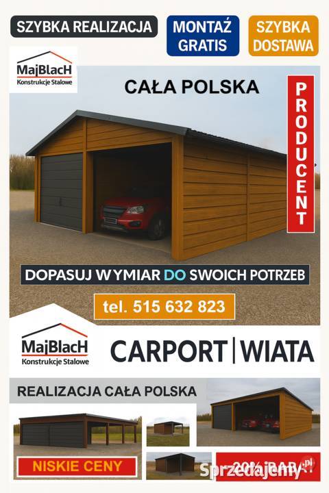 15 Wiata ZŁOTY DĄB Hala Garaż RAL Montaż Sprzedaż zachodniopomorskie Gryfice