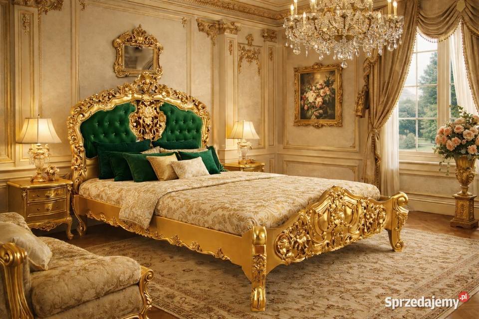 Nowe Łóżko złote tapicer 180x200 barok rokoko