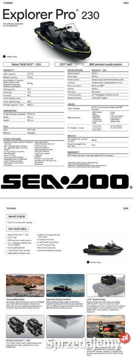 Skuter wodny Seadoo Explorer Pro 230 Iceland benzyna małopolskie Nowy Sącz