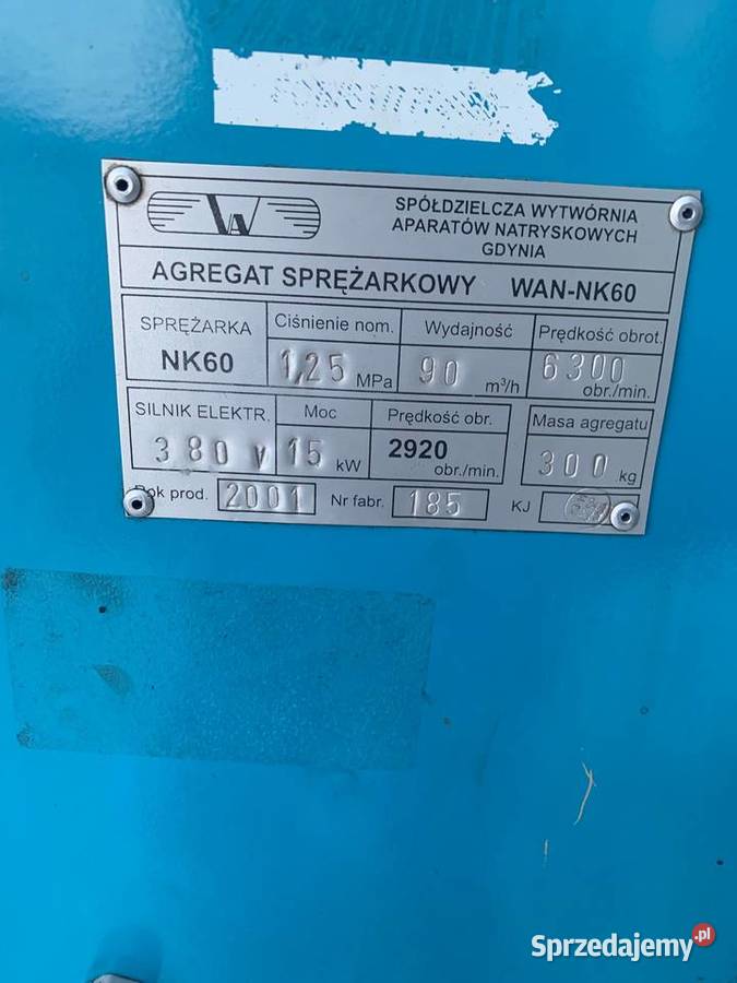 WAN NK 60 15kW Sprężarka śrubowa Kompresor Łaskarzew sprzedam