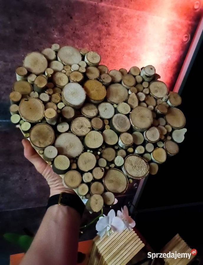 Serce z drewna Walentynki Handmade Rękodzieło Zabrze