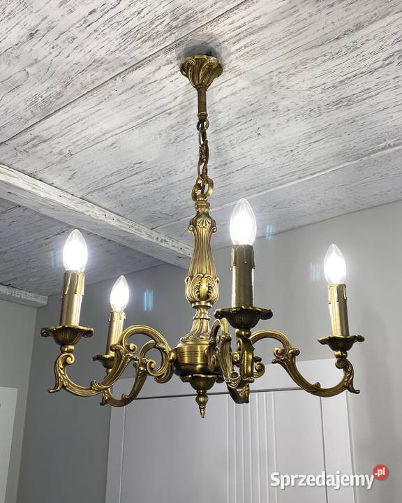 Francuski antyczny Żyrandol 20 mosiądz Warszawa