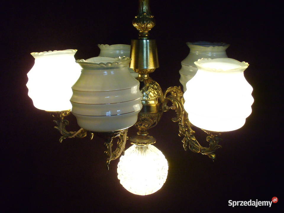 Żyrandol mosiężny 6 punktowy Bielawa