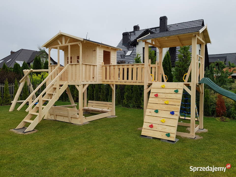 Plac zabaw domki dzieci huśtawki ślizg montaż Warszawa