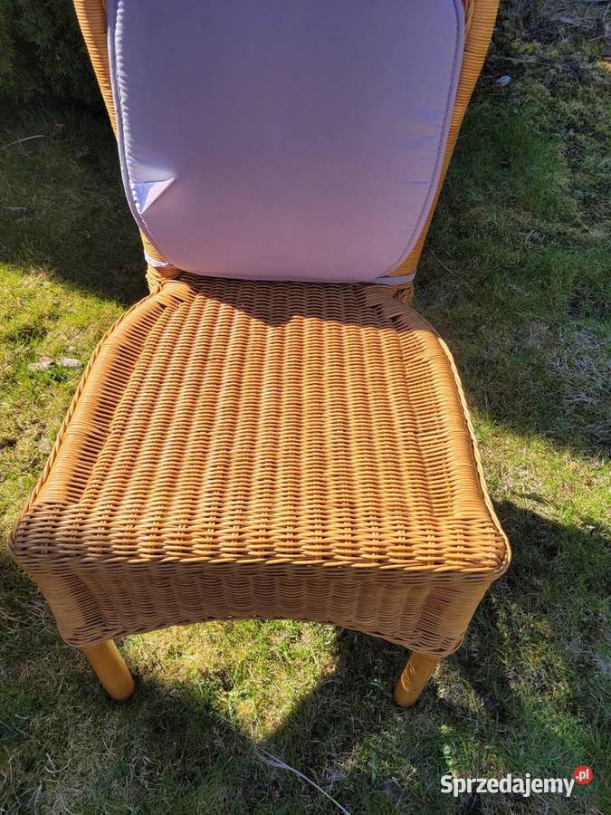 Komplet 6 foteli z ratanu z poduchą Białogard sprzedam