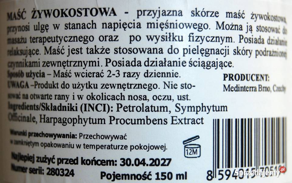 Maść żywokostowa z żywokostu FarmVix 150 ml Pozostałe Lublin