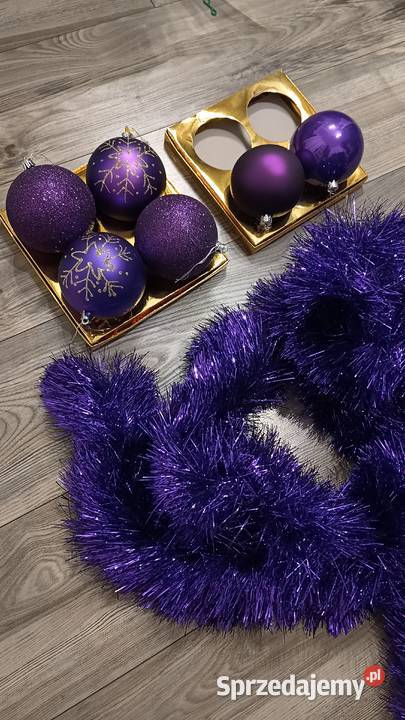 Zestaw duże fioletowe bombki łańcuch 6 bombek 2 Opole