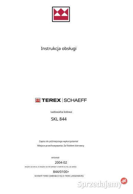 Terex SKL844 instrukcja obsługi DTR świętokrzyskie Kielce