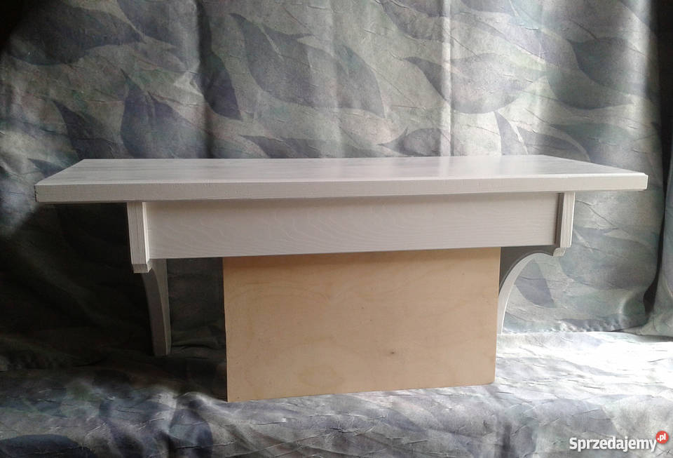 Drewniana półka biała Szafy, regały, półki Szczecin